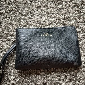 Coach Black Textured Leather Wristlet